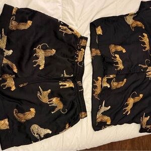 Black and Gold Leopard Print Pajama Set